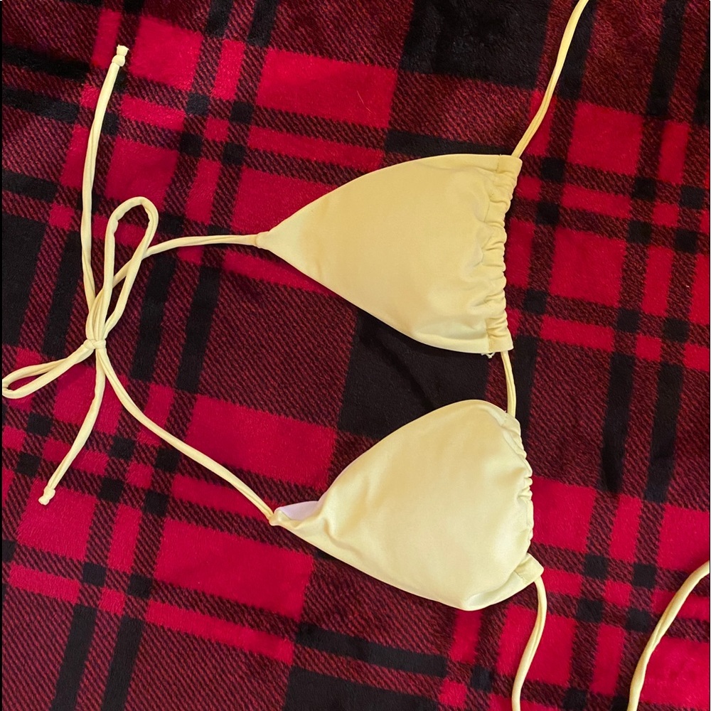 neon yellow bikini top from shein